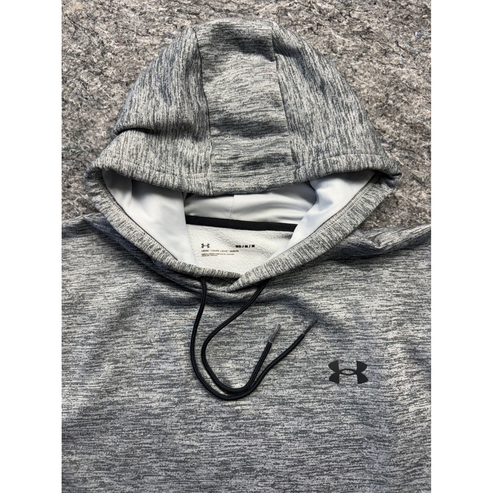 Under Armour Mens Armour Fleece Hoodie Gray Space Dye Heather Pullover Medium